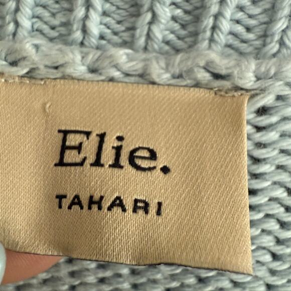 ELIE TAHARI | Light Blue Cotton Chunky Knit Boyfriend Cardigan Sweater | Small - Picture 6 of 6